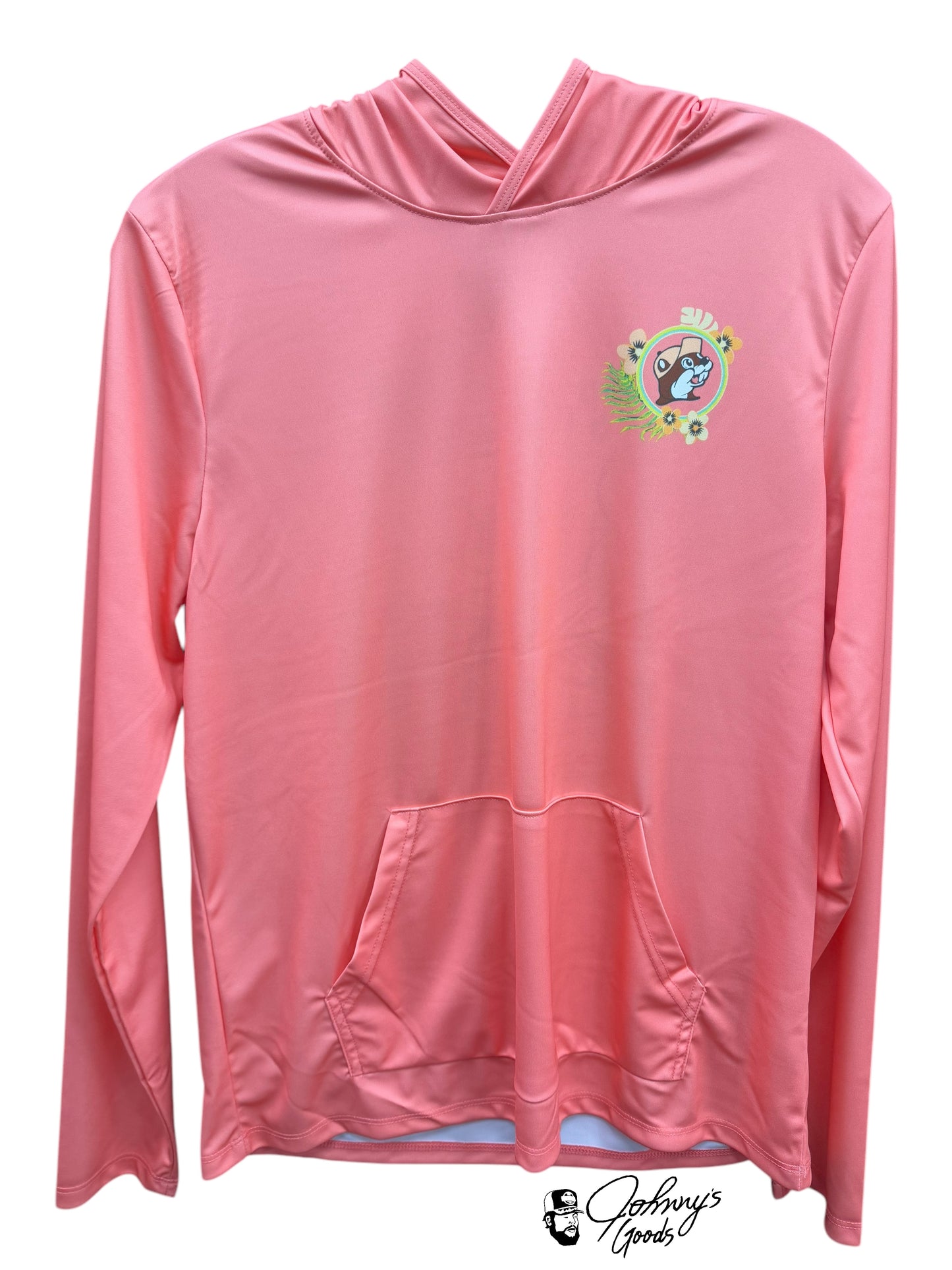 Buc-ee’s Long Sleeve Hooded Performance Shirt Coral 2025