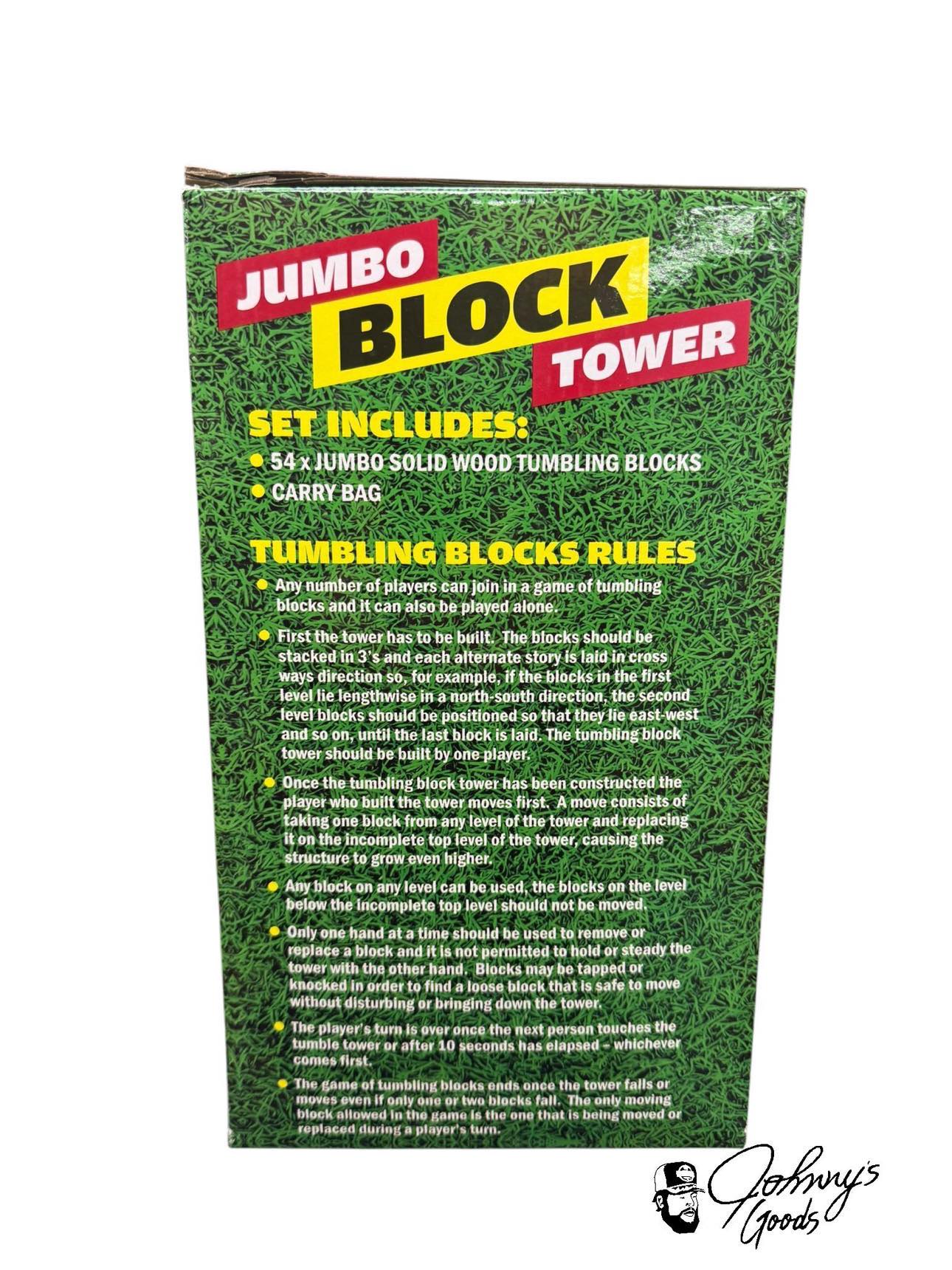 Buc-ee's Jumbo Block Tower Game with 54 Solid Wood Blocks & Carry Bag