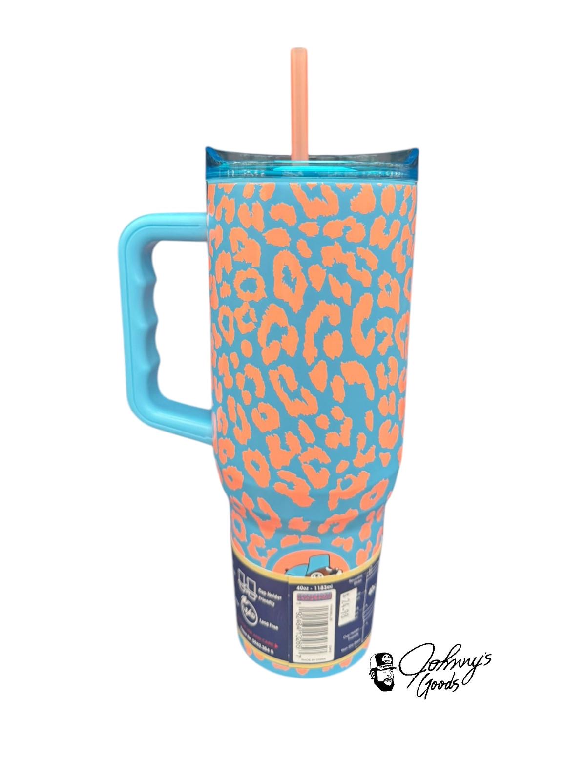 Buc-ee’s Leopard Blue Orange Tumbler 40 oz 2025