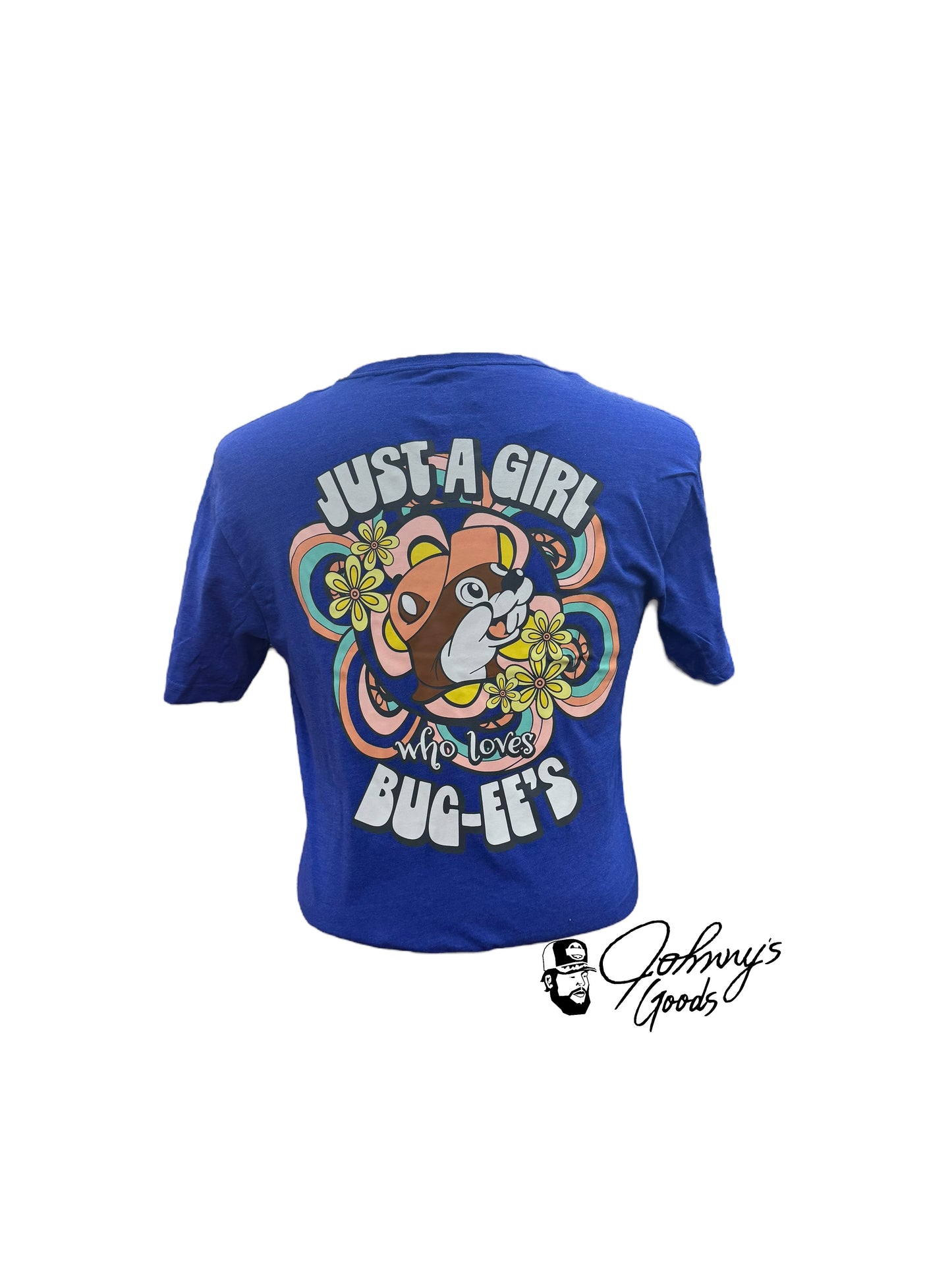 Women's graphic t-shirt, Casual blue t-shirt, Fun graphic tee for women, Buc-ee's t-shirt, "Just A Girl" shirt