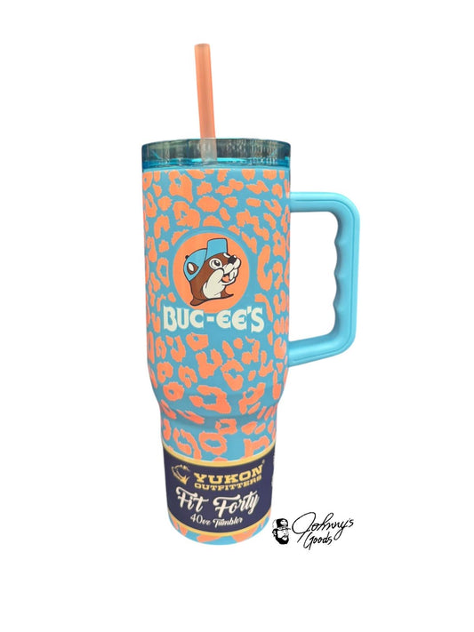 Buc-ee’s Leopard Blue Orange Tumbler 40 oz 2025