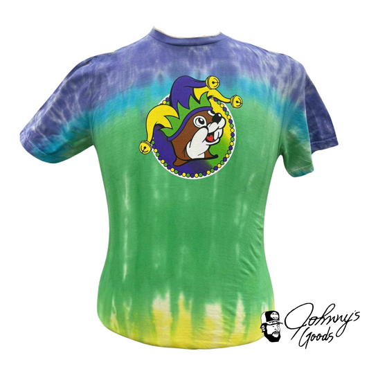 Buc-ee's Peace Love & Mardi Gras Tie Dye Graphic T-Shirt buc ees buc ee's bucees buccees buc-ees