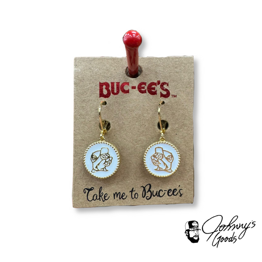 Buc-ee's Drop Earrings White Embossed