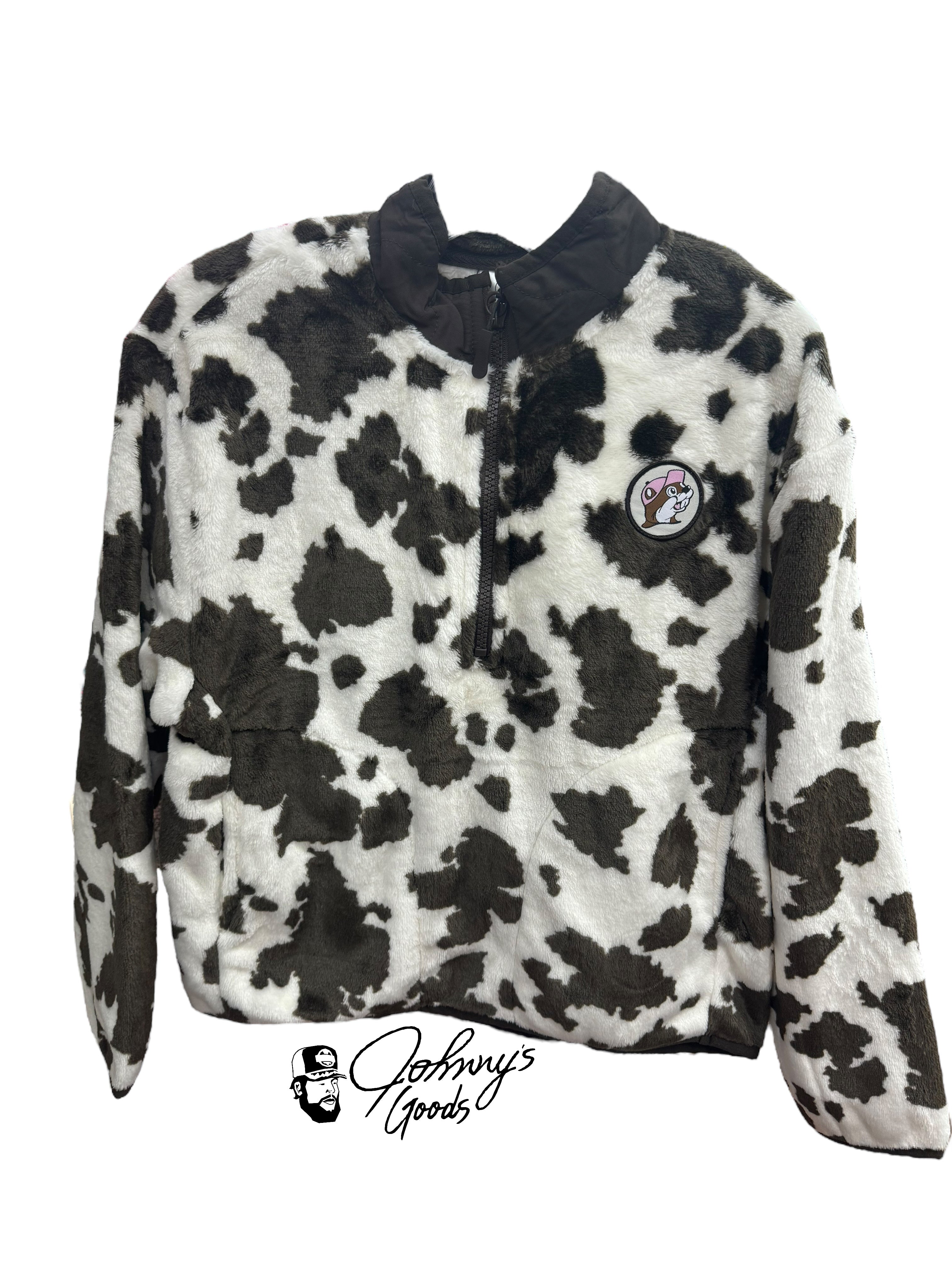 Buc Ee s Cow Print Sherpa 1 2 Zip 3XL