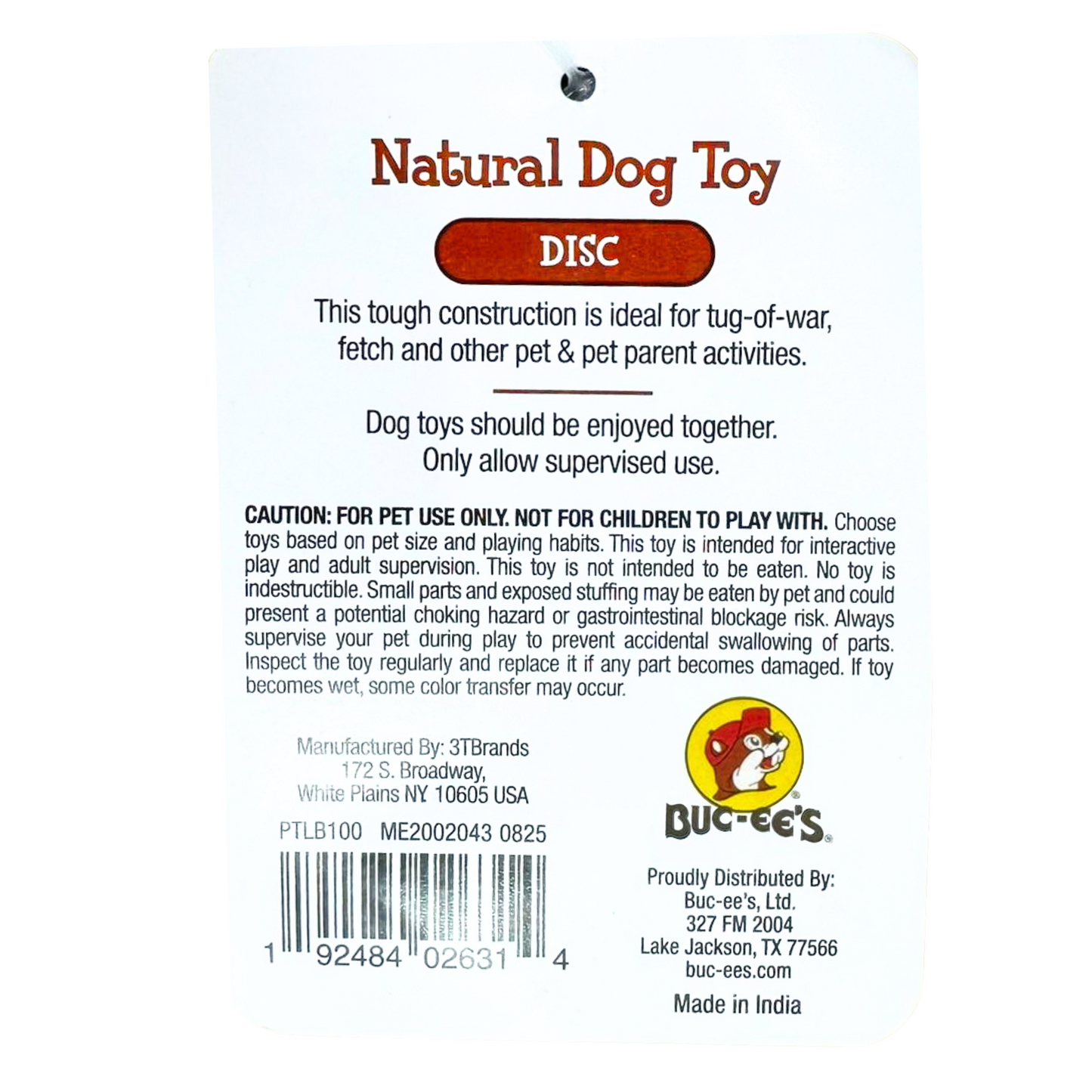 Buc-ee's Natural Dog Toy Disc LP buc ees buc ee's bucees buccees buc-ees